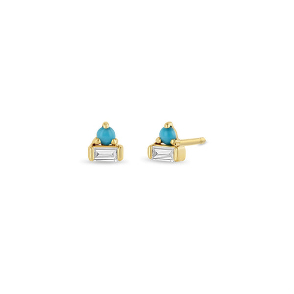 Diamond And Turquoise Stud Earrings