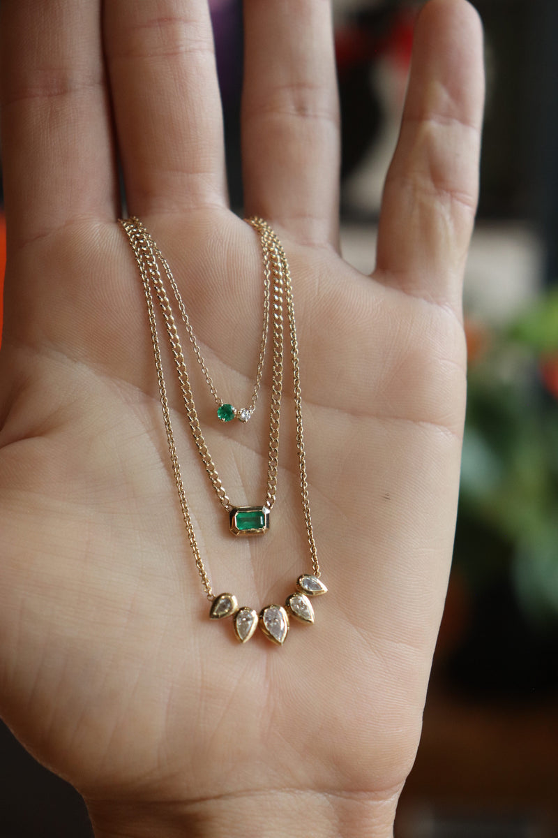 Bezel Emerald Necklace