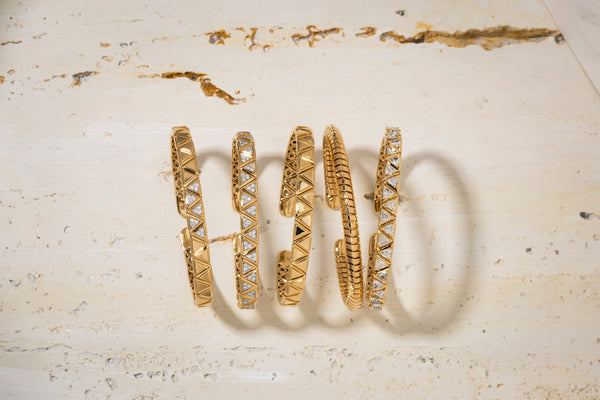 Triangolini Five Panel Pave Diamond Bangle
