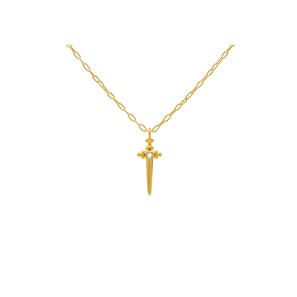 22k yellow gold "Dainsleif" small sword necklace with diamon...