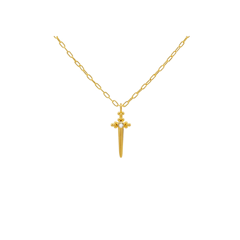 22k yellow gold "Dainsleif" small sword necklace with diamon...