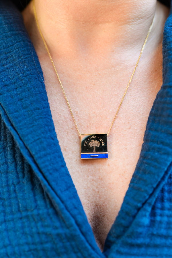 Lapis Matchbox Pendant Necklace