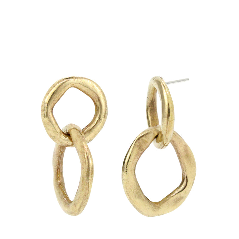 Maji double drop earrings in brass