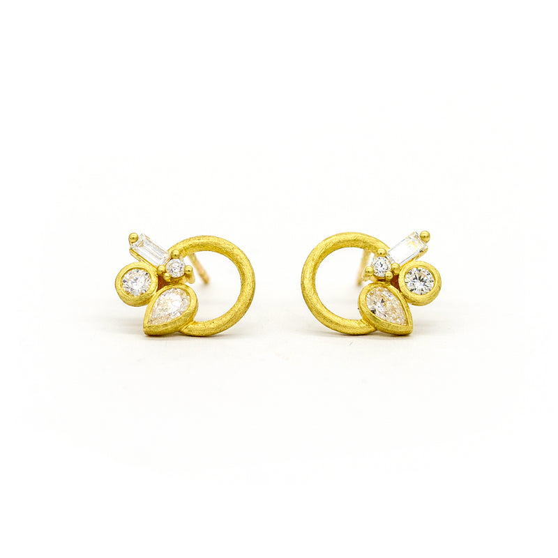 Diamond Lasso Cluster Circle Studs