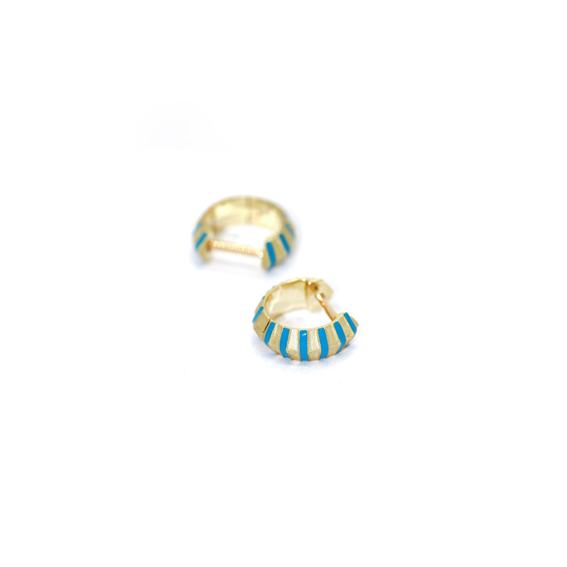 Turquoise Enamel Micro Hoops