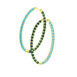 Knife Edge Oval Malachite and Turquoise Hoops