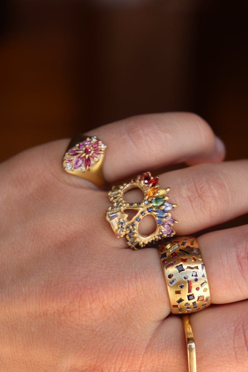 Rainbow Skull Ring