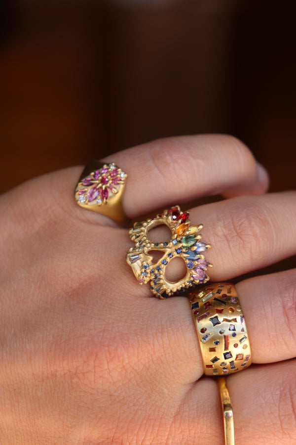 Rainbow Skull Ring