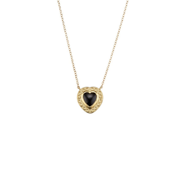 Black Onyx Inifity Heart Necklace