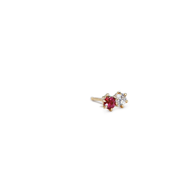 Diamond and Ruby Duo Studs