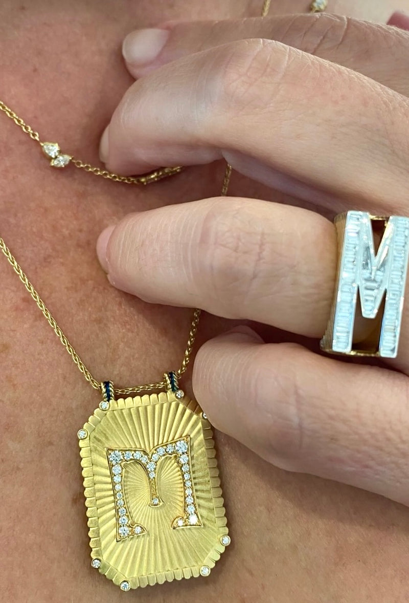 Large Letter Scapular "M" Necklace