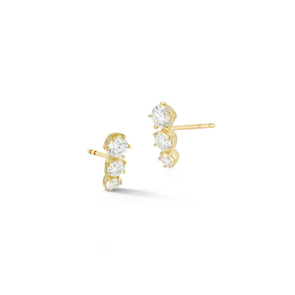 Jade Trau 3 Stone Ara Stud Earrings