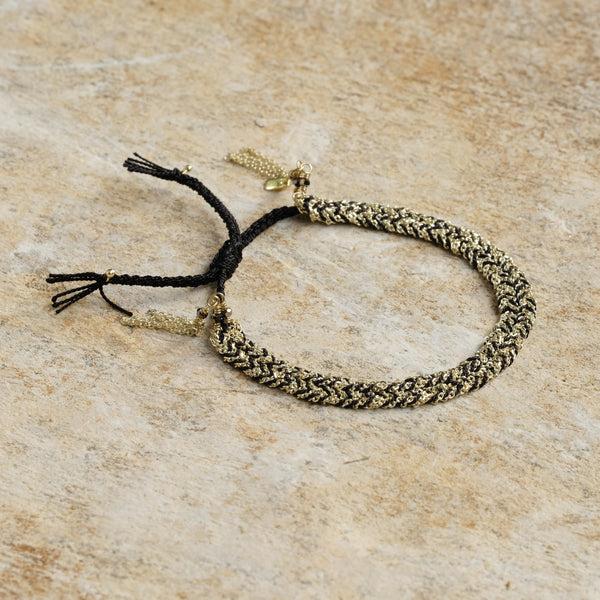 Black and Gold Fringe Bolo Bracelet