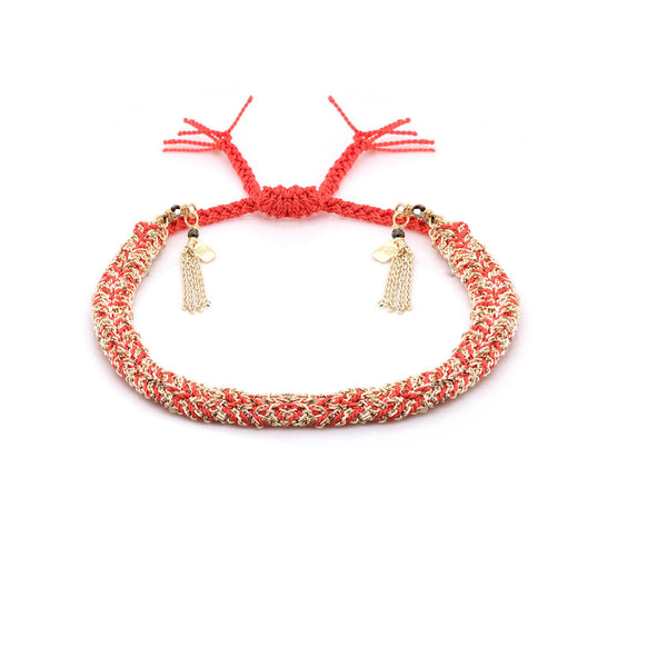 Corail Silk Bolo Fringe Bracelet