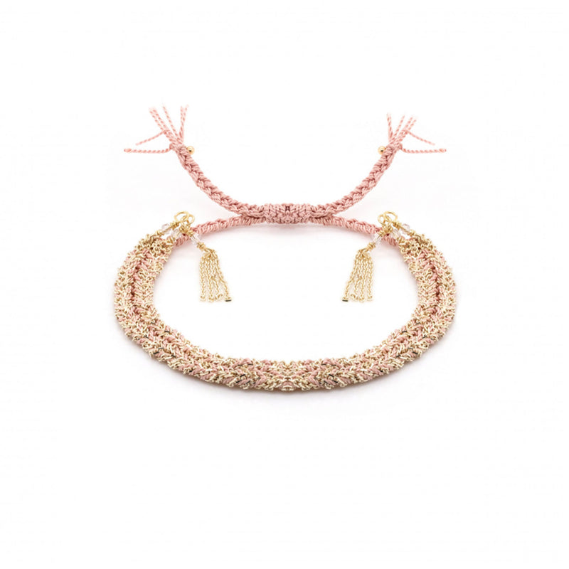 Pink Bolo Fringe Bracelet