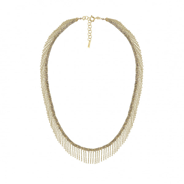 Gold Fringe Silk Necklace