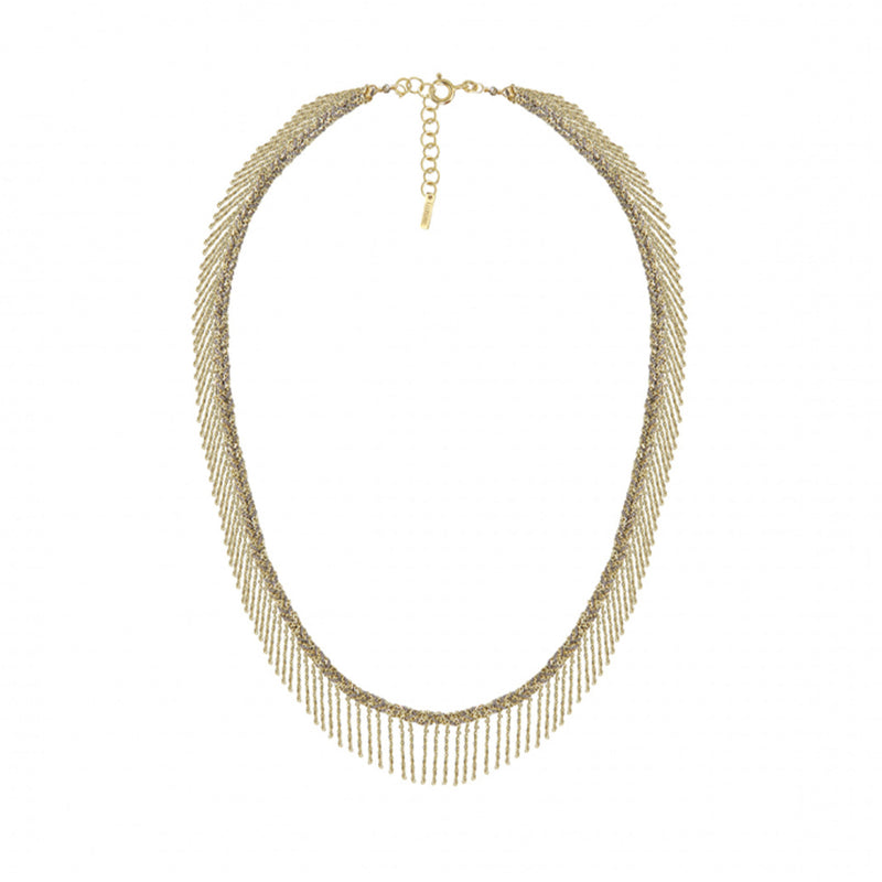 Gold Fringe Silk Necklace