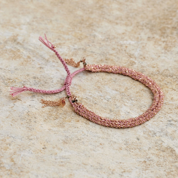 Pink Bolo Fringe Bracelet