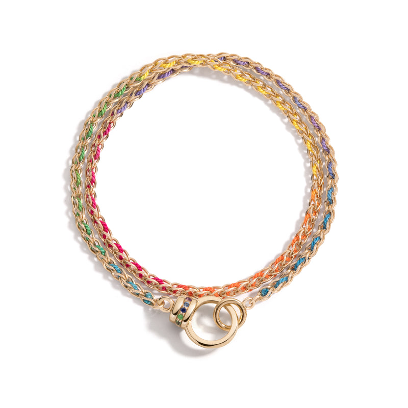 woven eightfold double wrap bracelet, rainbow silk®