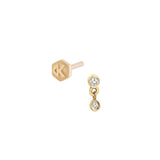 Bezel Diamond Dangle Piercing Earring