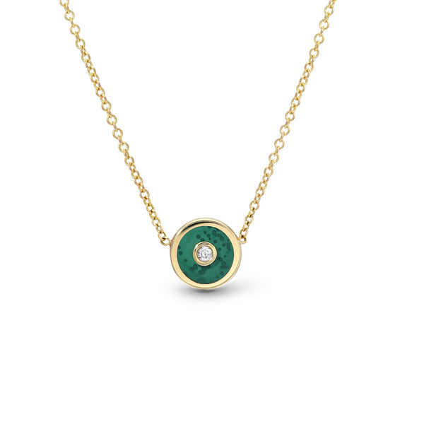 Malachite Mini Compass Pendant Necklace