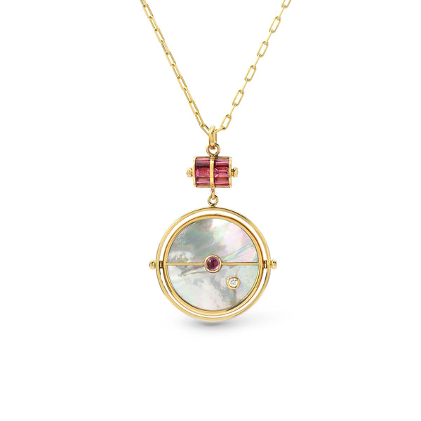 Mother of Pearl Grandfather Compass Pendant Necklace