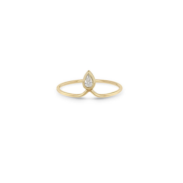 Vertical Pear Diamond Crown Ring