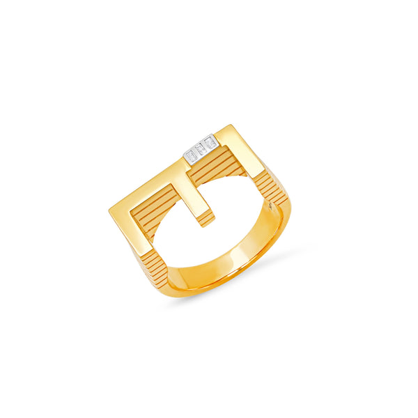 Grandsize Ribbed Ring Initial "E"