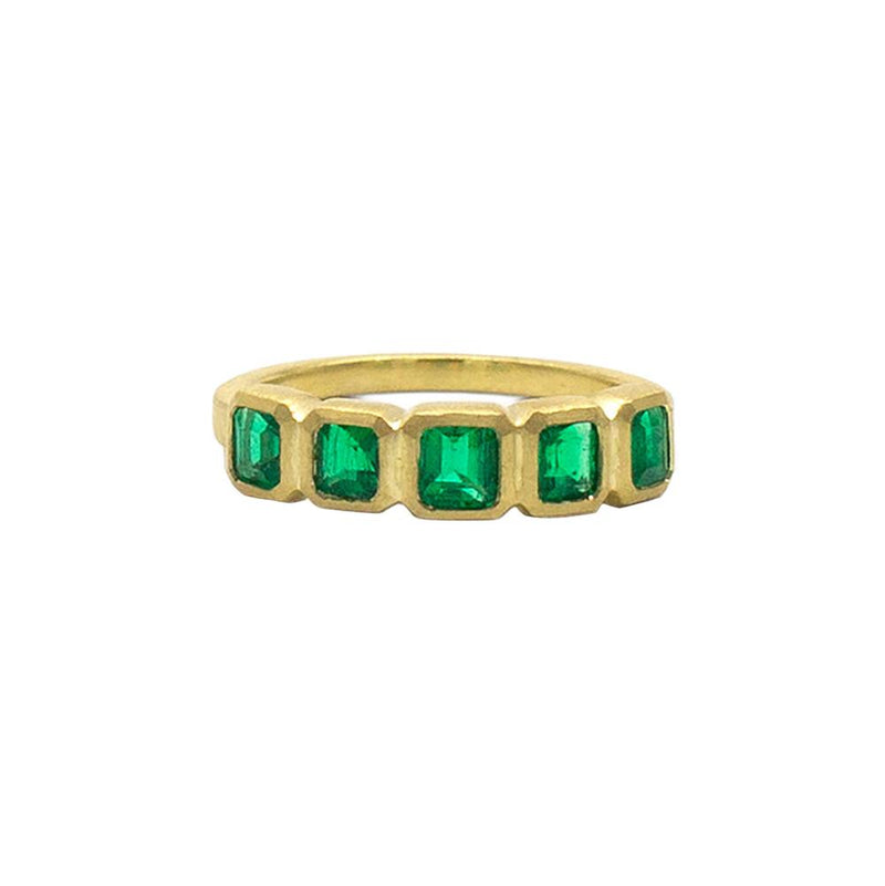Five Stone Emerald Band