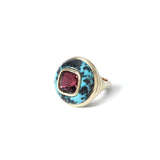 Pink Tourmaline and Turquoise Lollipop Ring