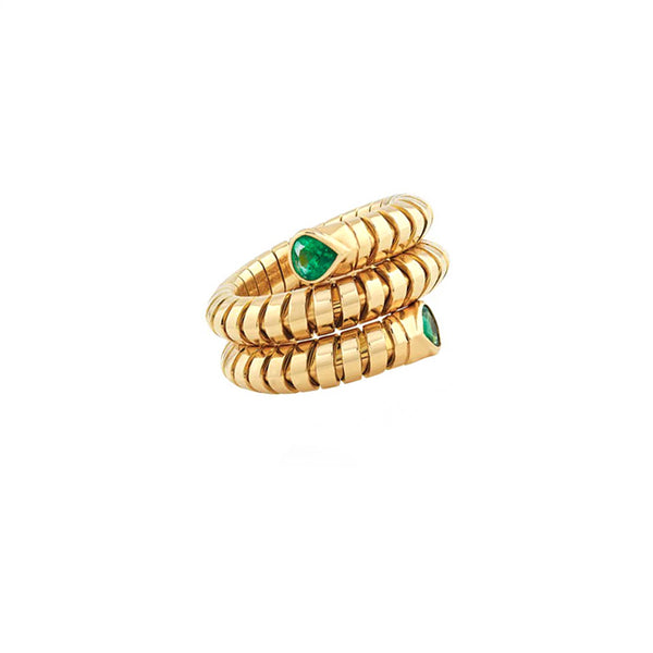 Trisola Wrap Pave Emerald Ring