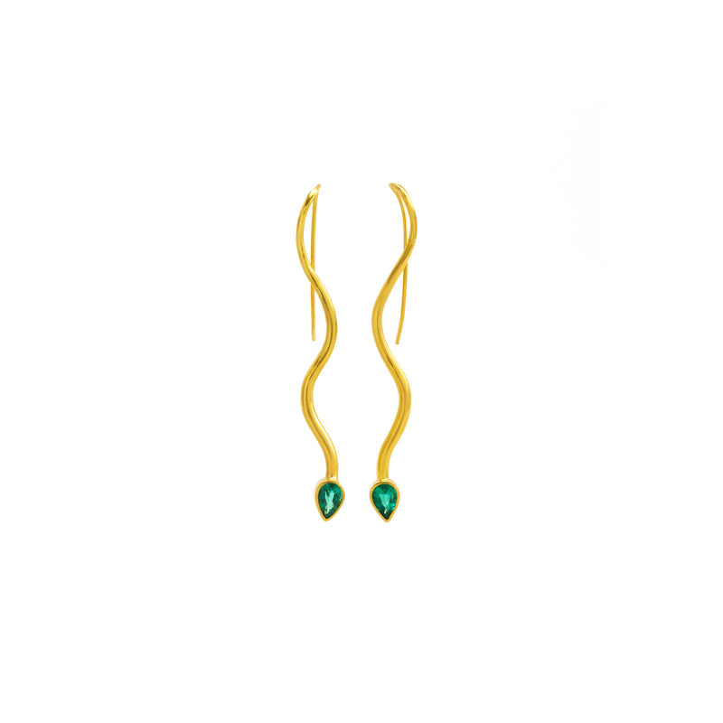 22k yellow gold snake eye drop earrings with emerald eyes. 1...