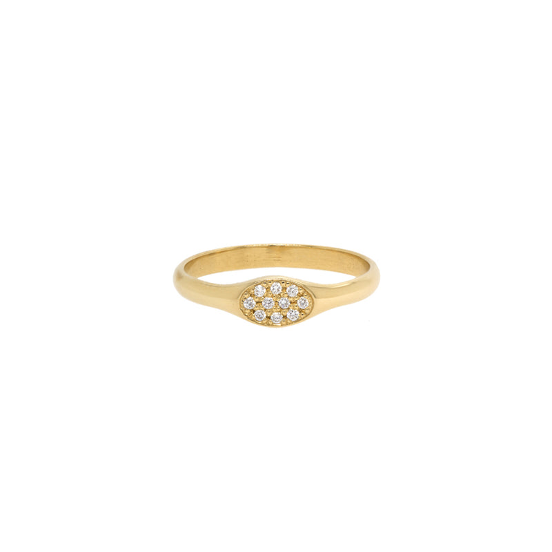 Oval Diamond Signet Ring