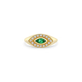 Marquise Emerald and Diamond Signet Ring