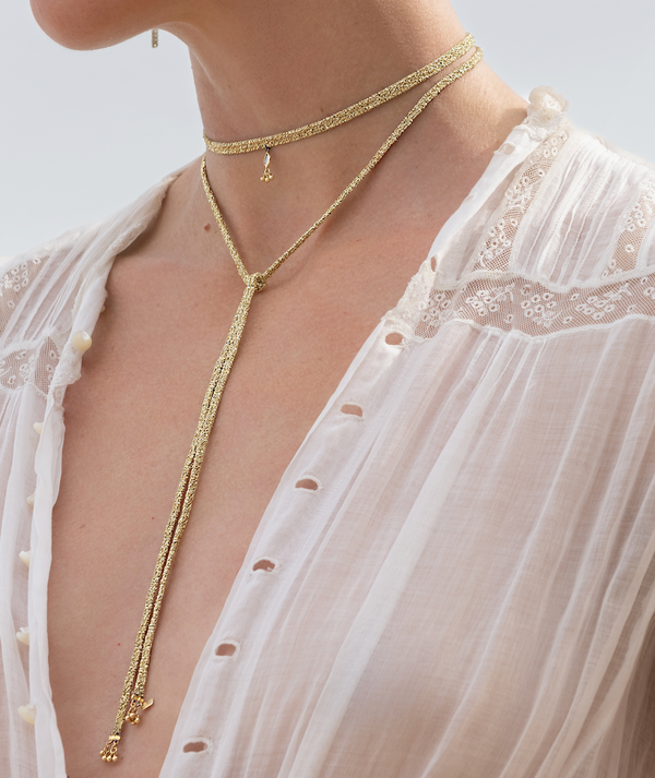 Gold Woven Ribbon Necklace