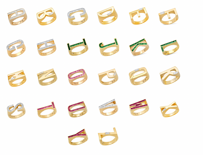 Pave Ring Initial "S"