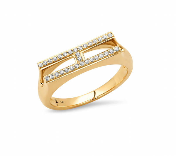 Pave Ring Initial "I"