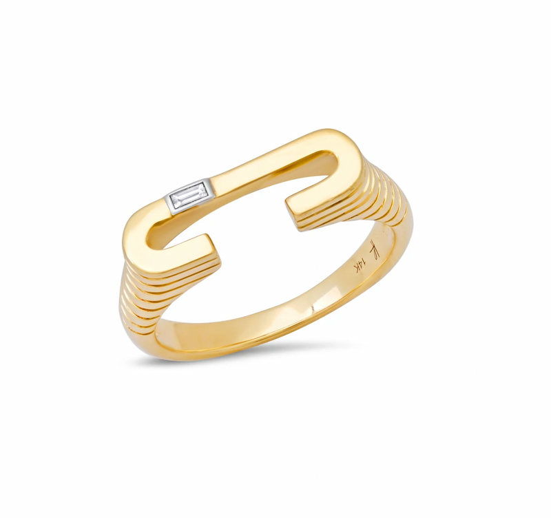 Ribbed Ring Initial "C"