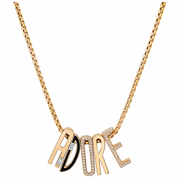 Slide Ribbed Pendant Initial "P"
