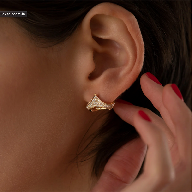 Pave Diamond Tiara Huggie Earrings