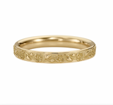 Embossed Rose Full Eternity Gold Wedding Band