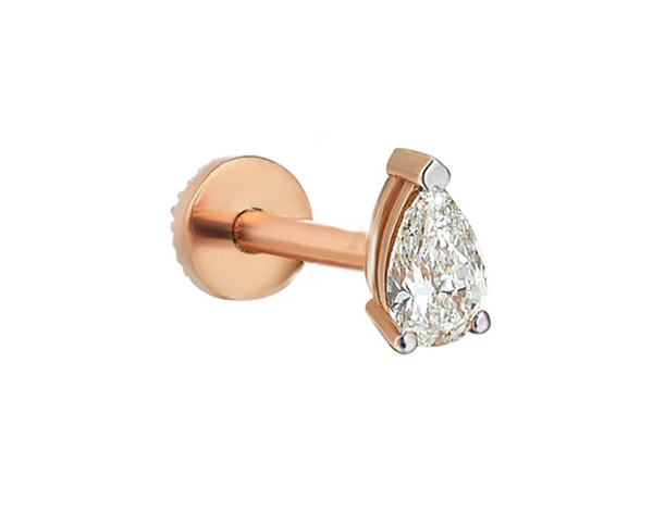 14k yellow gold pear solitaire piercing earring containing ....