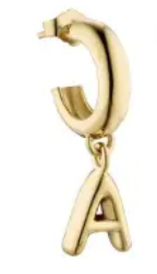Letter A Charm Hoop Earring