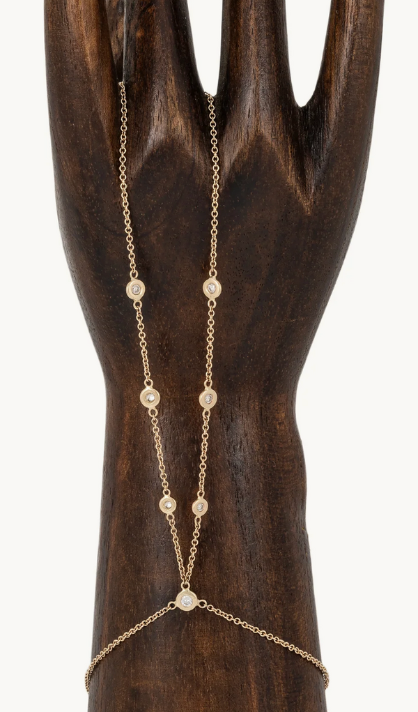 7 Diamond Double Stem Finger Bracelet