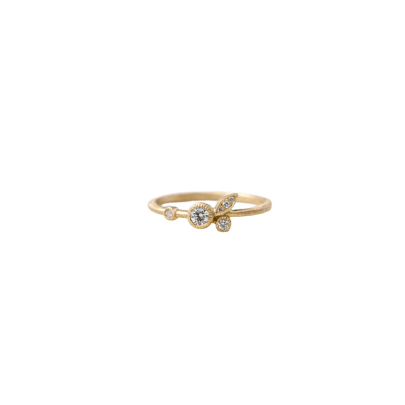 Gold Bezel Leaf Ring