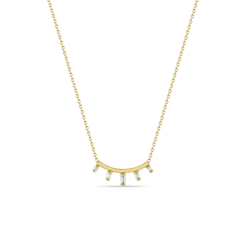 Graduated Baguette Diamond Curved Bar Necklace