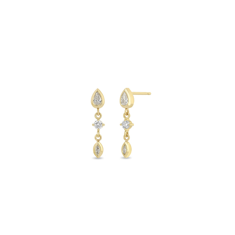 Mix Cut Diamond Drop Earrings