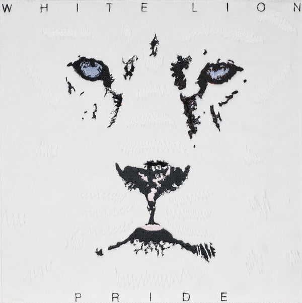 Pride, White Lion.  Embroidery stitched directly through a v...