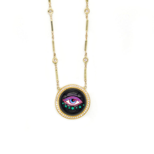 Blue Eye Pave Diamond Necklace