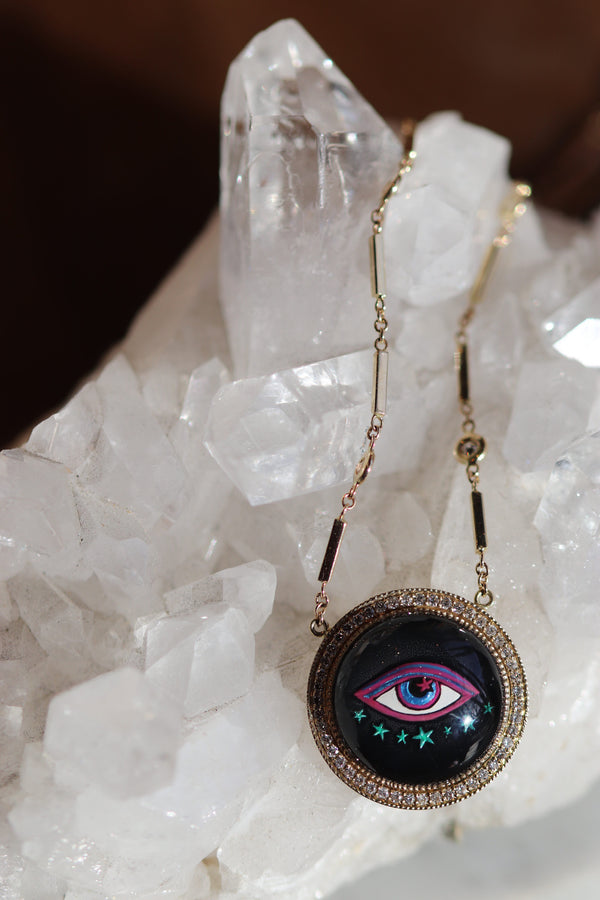 Blue Eye Pave Diamond Necklace